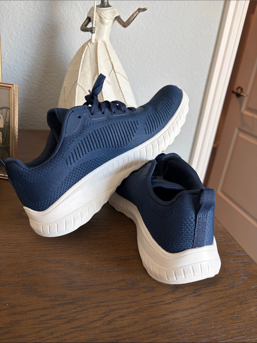Skechers Navy Blue and White Slip-On Athletic Shoes - Picture 3 of 4